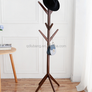 Wood Coat Rack Hall Tree,Teak-Colors Entryway Standing Hat Jacket Coat Hanger Rack,for Bedroom & Living Room