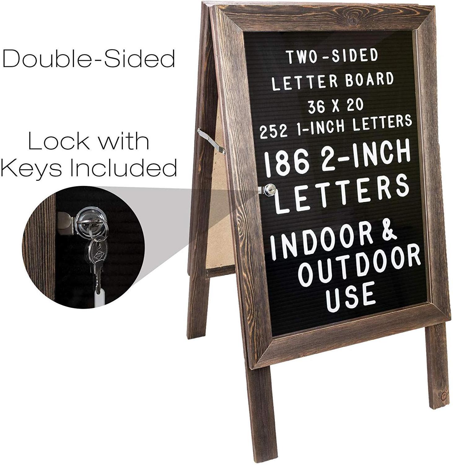 Large Wooden A-Frame Sign 36x20 Felt Letter Board with Changeable Letters