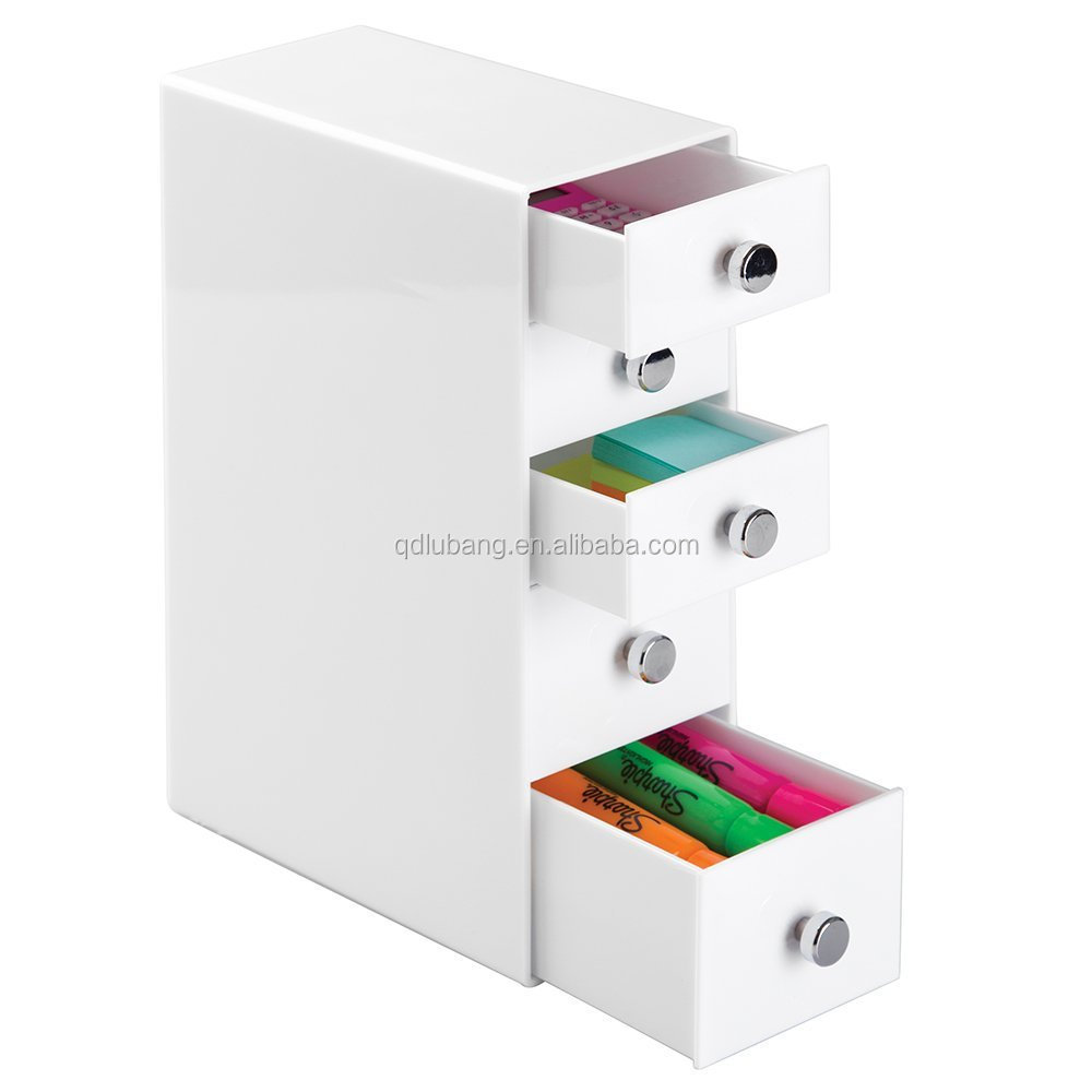 Desk Storage Organizer Tower with 5 Drawers for Pens, Pencils, Markers, Stamps. Erasers, Paper clips, White