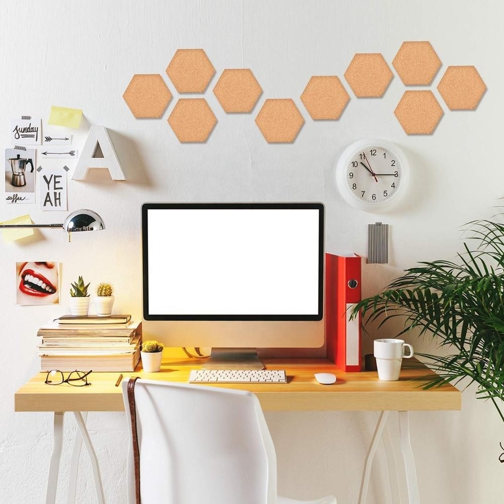 Hexagon Shape Cork Board ,Adhesive Bulletin Board ,Wood Message Billboard