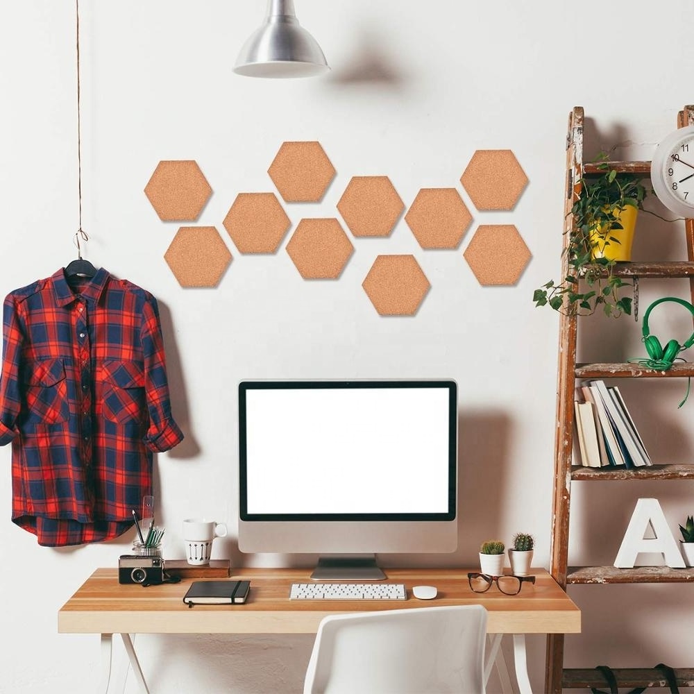 Hexagon Shape Cork Board ,Adhesive Bulletin Board ,Wood Message Billboard