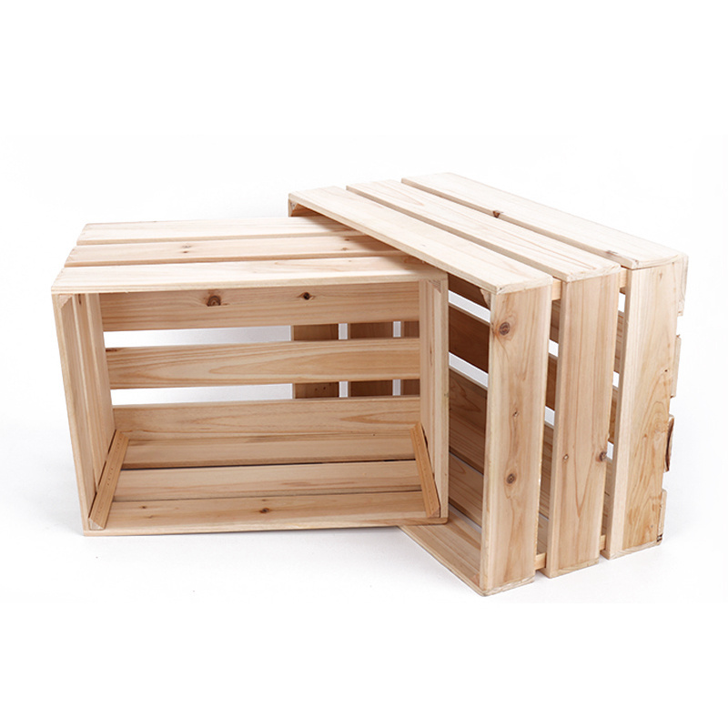 Wholesale custom logo solid wood vegetable storage crate packaging box wooden shipping for fruit