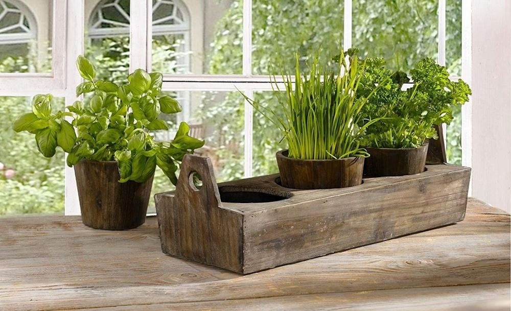 Wooden Garden Plant Pot Tray for Herbs And Flowers