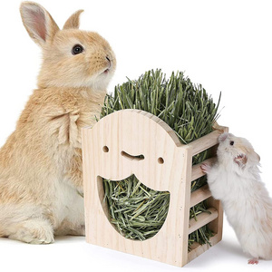 Wooden Hamster  Guinea Pig Sage Rabbit Food Feeder Hay Rack Hung In The Cage