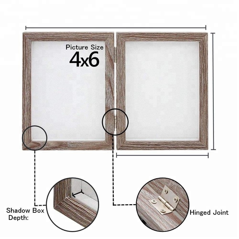 New Design Hinged Double Wood Photo Frame Shadow Box 4x6 Bulk Picture Frames