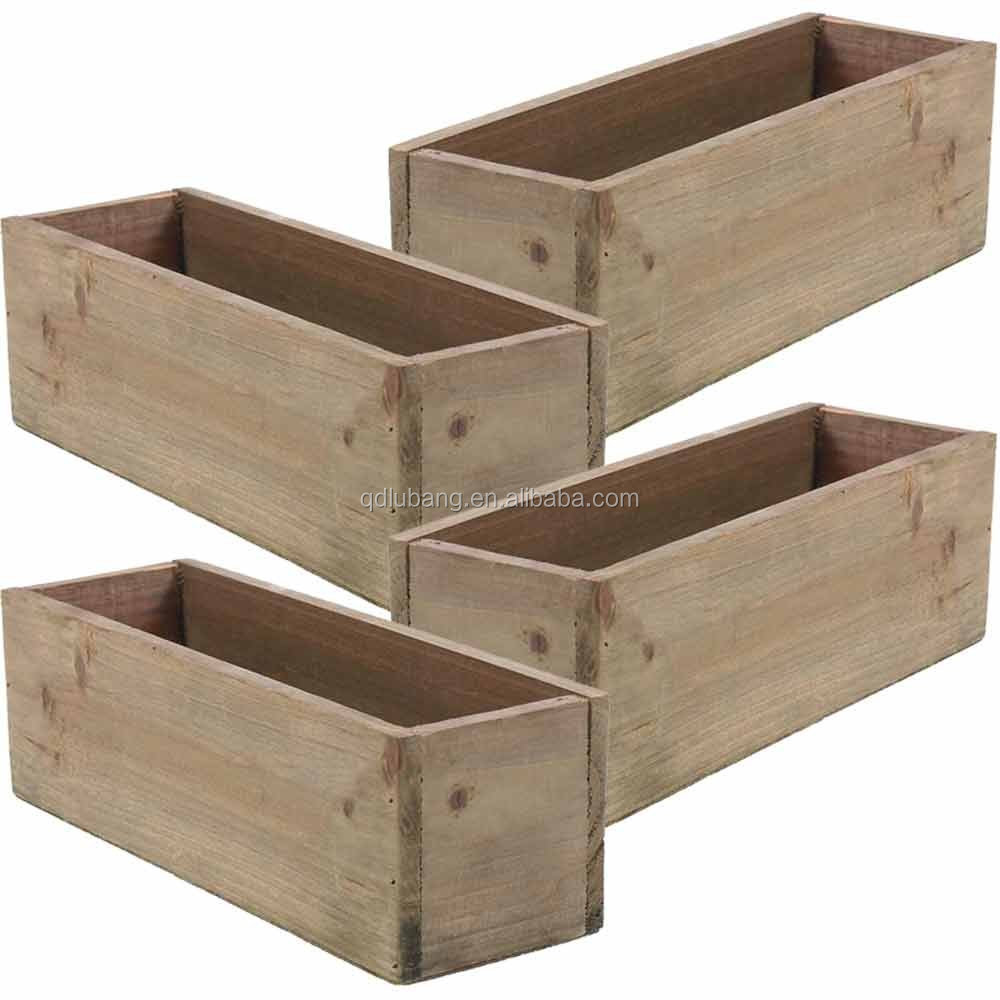 Wooden Planter Box 5 Inch Square Rustic Barn Wood Plastic Liner Garden Centerpiece Display Wedding Flowers Holder