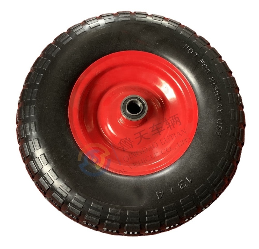 13 inch flat free PU foam tyre with plastic core 4.00-6 heavy duty wheelbarrow pu foam wheel puncture proof wheelbarrow tire