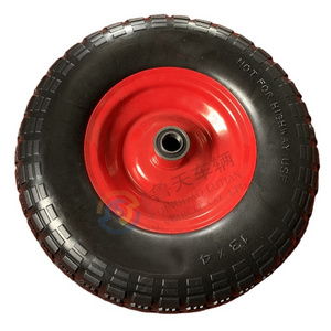 13 inch flat free PU foam tyre with plastic core 4.00-6 heavy duty wheelbarrow pu foam wheel puncture proof wheelbarrow tire