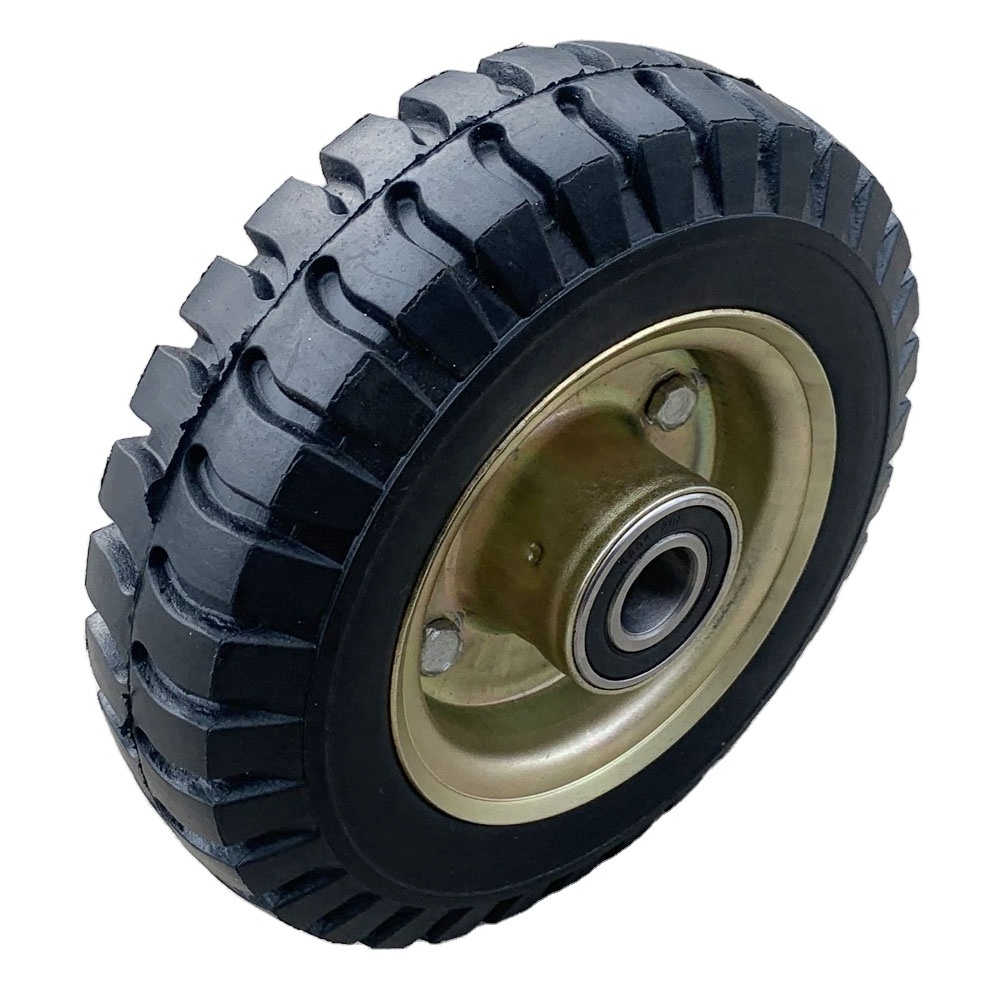 Flat free tire 200 mm solid core rubber wheel for farm cart wheel, garden trailer wheels, push cart wheel