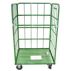 3 Sides Warehouse Rolling Cage 4 wheel Roll Container for Transportation and Storage