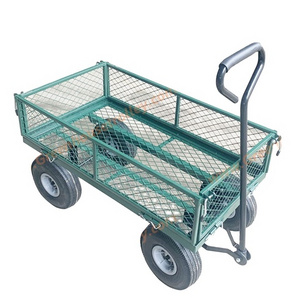 350KG Loading 4 Wheels Steel Garden Tools Wagon Trolley Cart