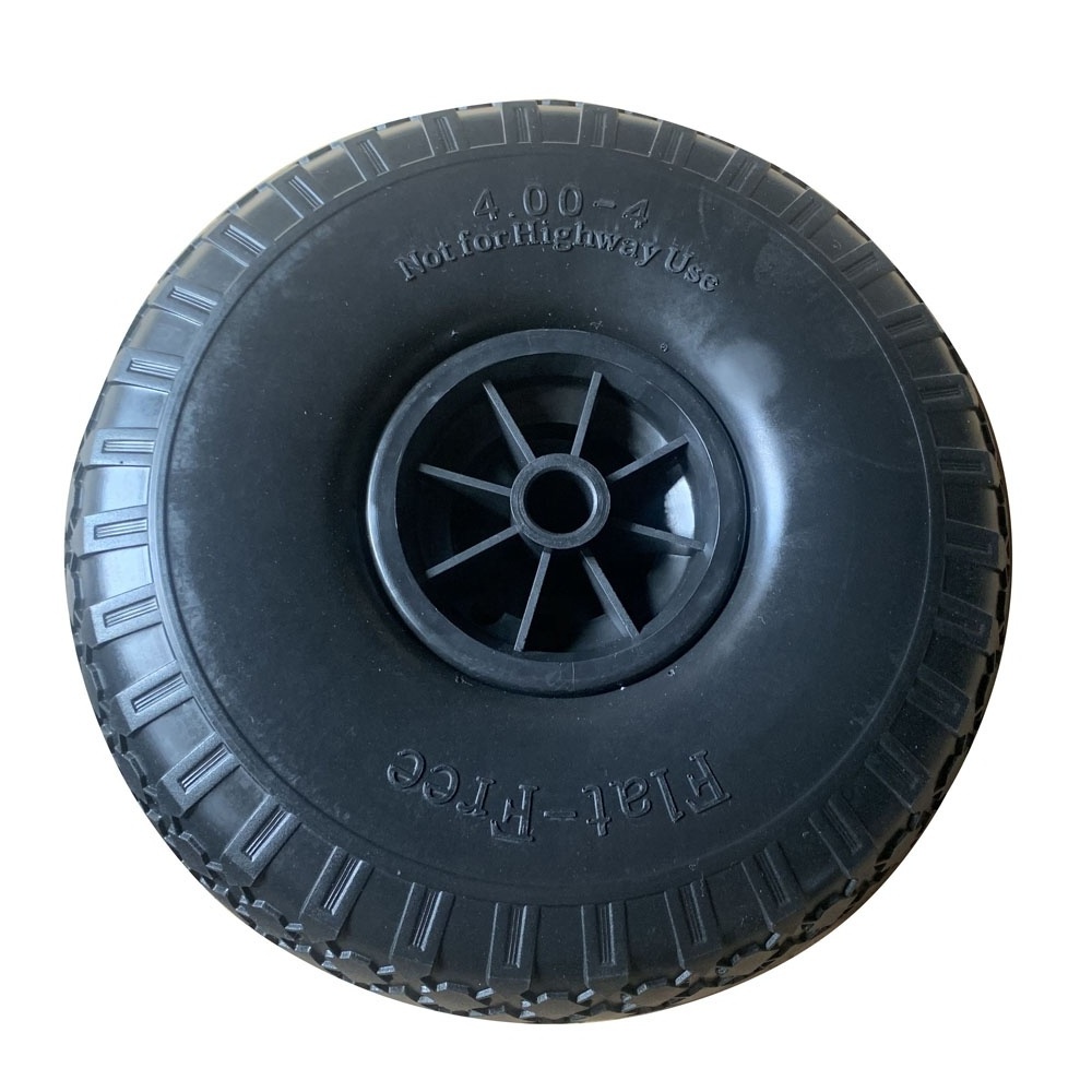 4.00-4 Flat Free Wheels 12 inch PU foam tire for GO Cart 12'' Flat Wheels for Hand Trucks Garden Carts Dump Carts