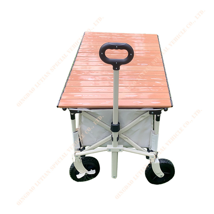 Excellent Quality Collpasible 4 Wheels Foldable Folding Beach Wagon Folding wagon with aluminum table