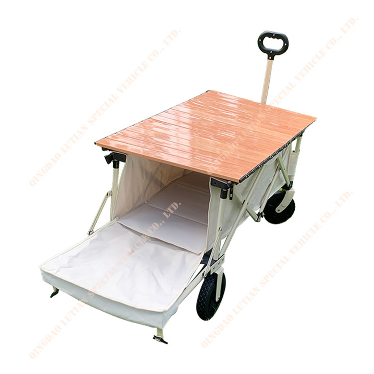 Excellent Quality Collpasible 4 Wheels Foldable Folding Beach Wagon Folding wagon with aluminum table