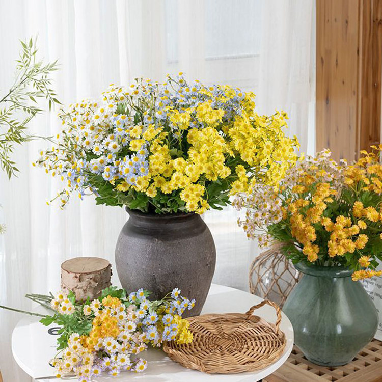 Factory White Chamomile Daisy Party Table Decoration Silk Cloth Artificial Flower Chamomile Daisy With Stem