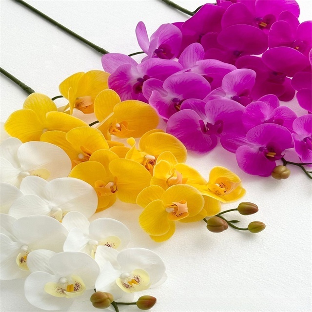 High Quality Light Luxury Style 9 Heads Artificial Real Touch Phalaenopsis Butterfly Orchid Flowers For Wedding Home Decoration