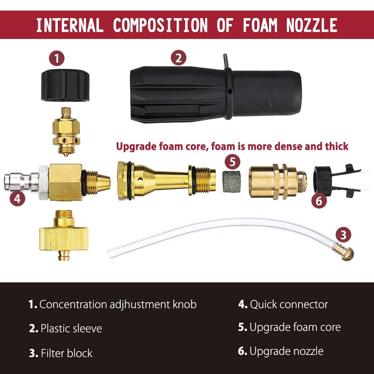 Foam Cannon 1 L Bottle Snow Foam Lance With 1/4