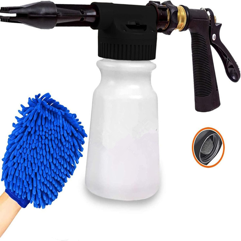 Car Wash Foam Sprayer Gun with Microfiber Wash Mit, Adjustable Soap Ratio Dial, Foam Cannon Attaches to Any Garden Hose