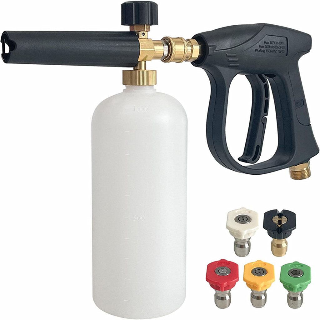 Foam Cannon with1/4Inch Quick Connector,Foam Cannon for Pressure Washer Fits Most Power Washing Accessories,1Liter,5 Nozzle Tips