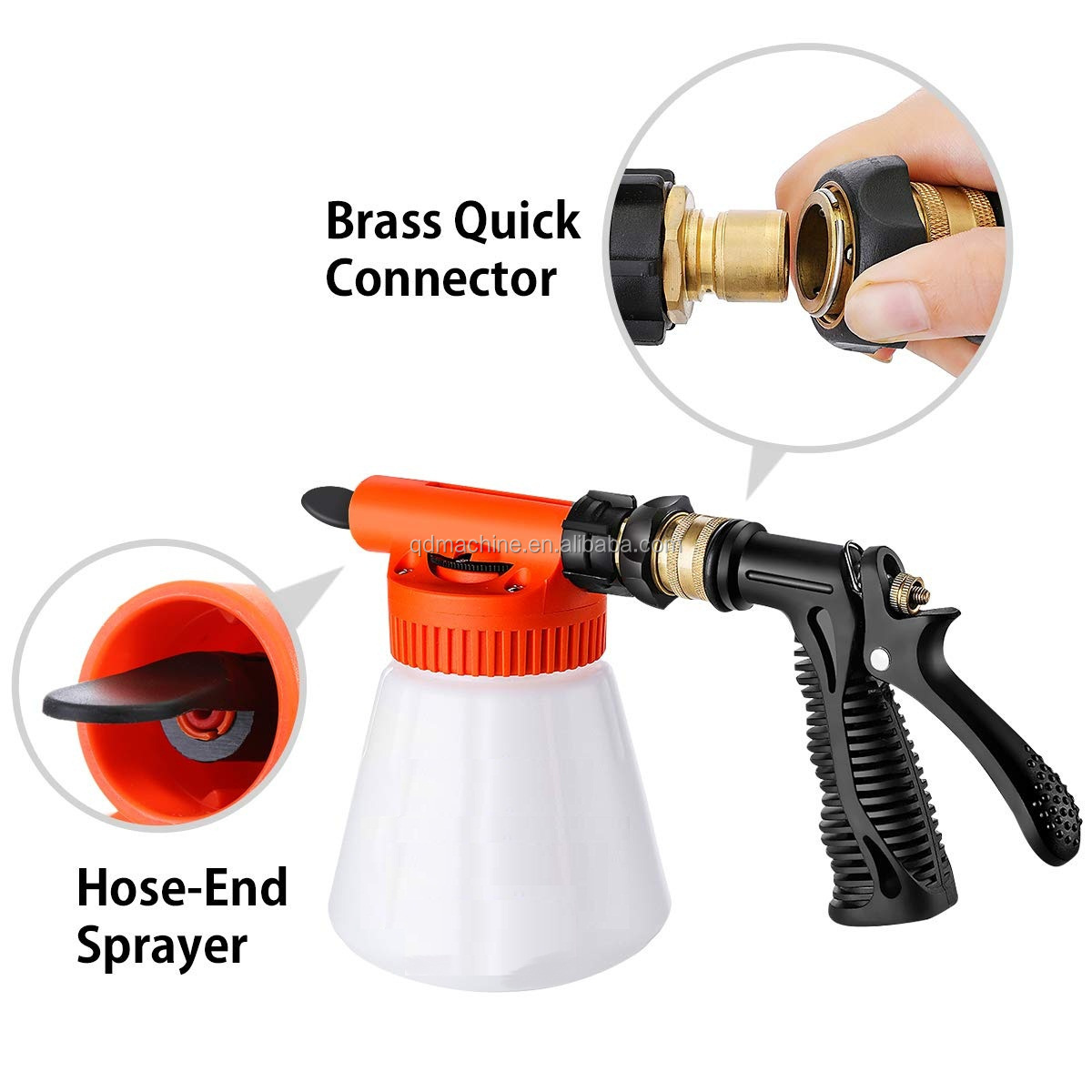 Foam cannon for garden hose, adjustment ratio dial foam gun, car wash soap spray foamer red