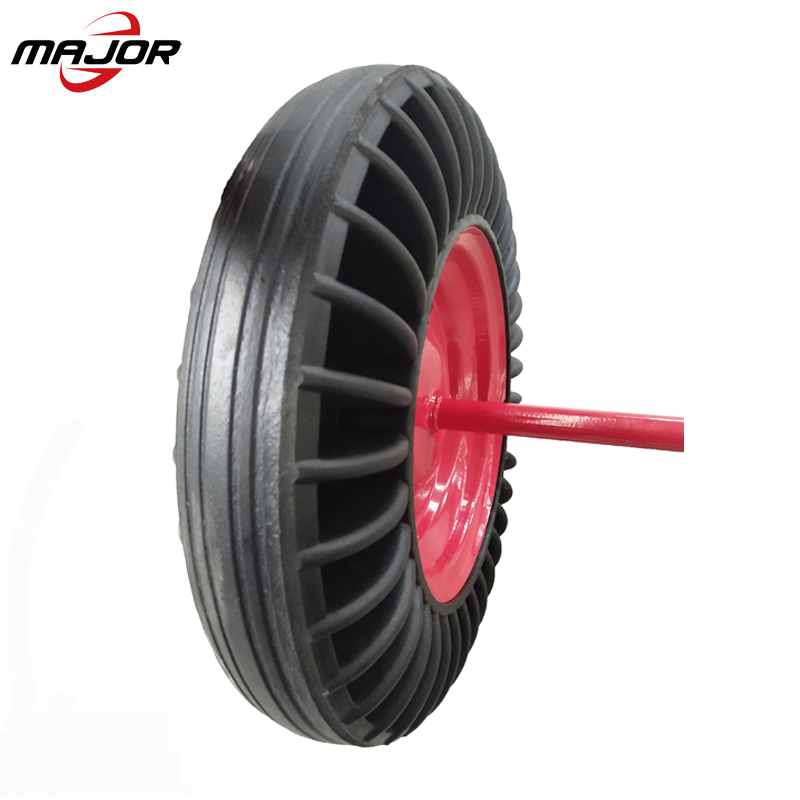 High quality 15 inch heavy duty solid rubber powder wheel wheelbarrow tires with long axle