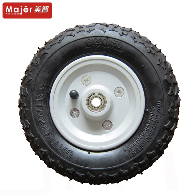 200x50 inflatable tire 200mm pneumatic rubber wheel for wagon cart