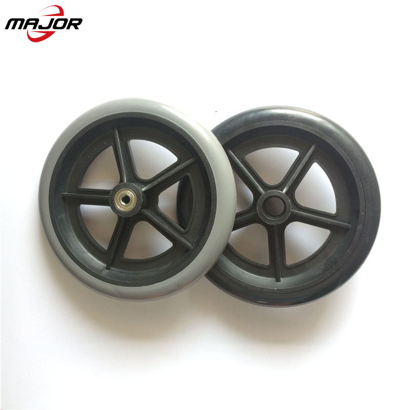 8 inch light duty flat free pvc pu foam filled wheels front tires for wheel chair