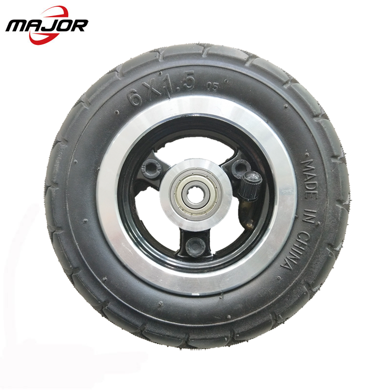 6x1.5 rubber pneumatic tires air wheels with aluminum rim for stroller carts