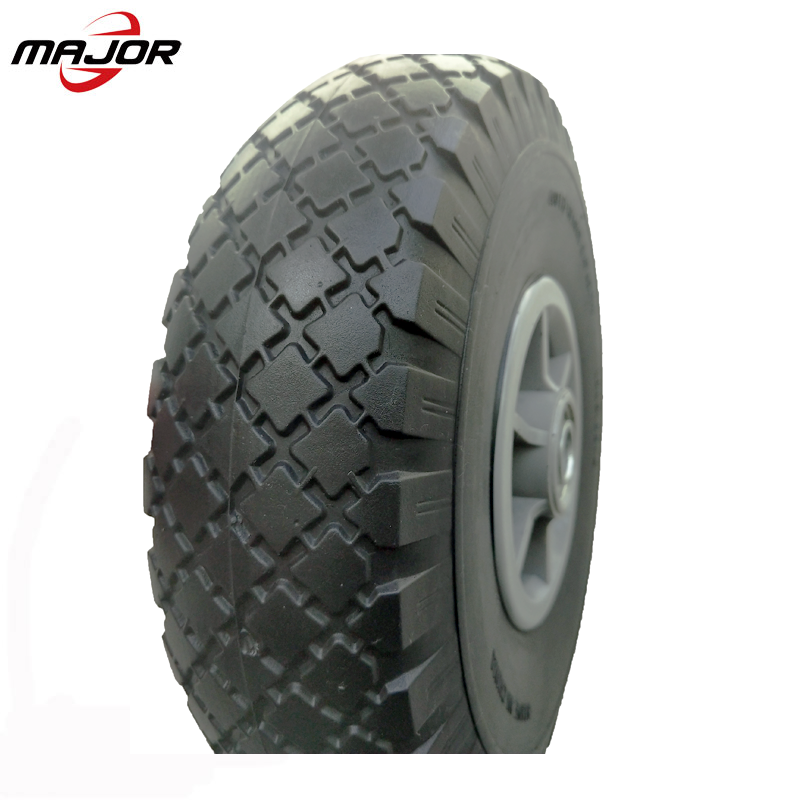 10x3.00-4 polyurethane solid rubber wheels small flat free tires with plastic rim for wagon carts