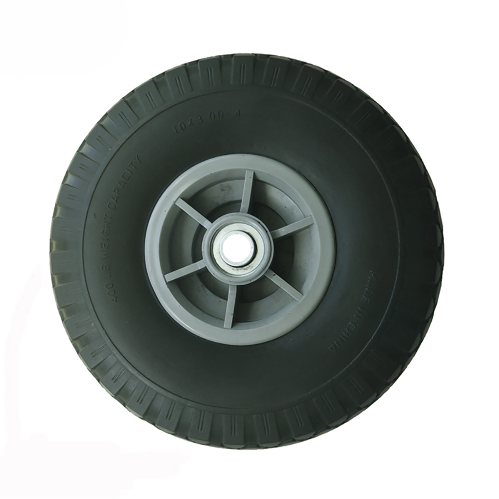 10x3.00-4 polyurethane solid rubber wheels small flat free tires with plastic rim for wagon carts