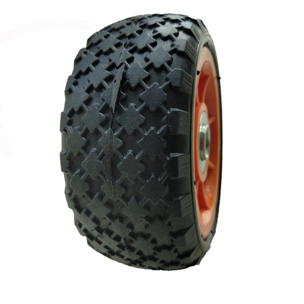 6 inch polyurethane solid foam wheel 6x3 flat free plastic rim hand truck tires