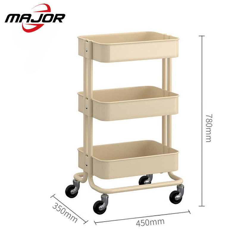 3-Tier Metal Rolling Utility Cart Heavy Duty Mobile Storage Organizer Craft Cart