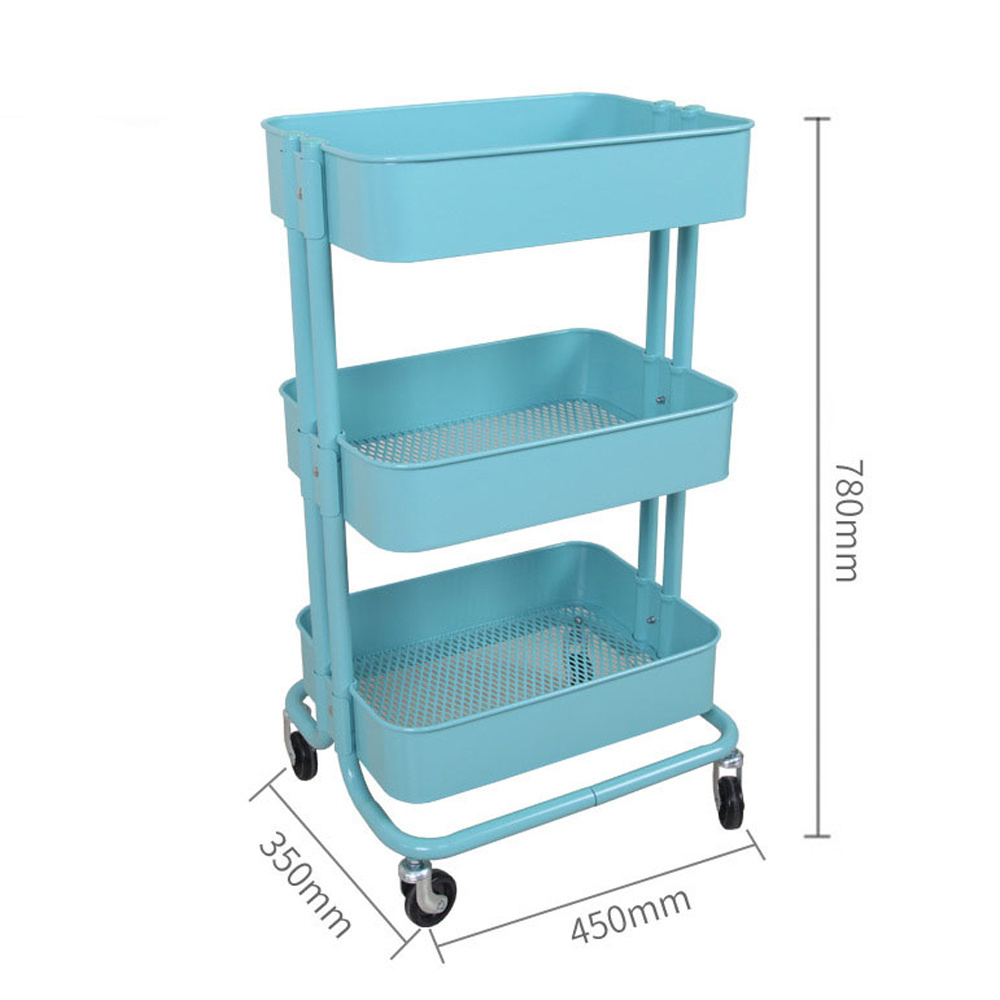 3-Tier Metal Rolling Utility Cart Heavy Duty Mobile Storage Organizer Craft Cart