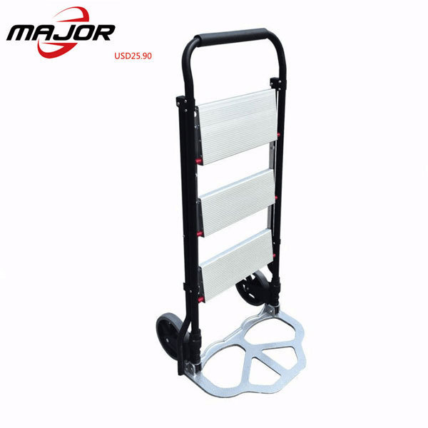 2-in-1 Aluminum Folding Portable Cart 3 Step Ladder Hand Truck Wagons Moving Trolley