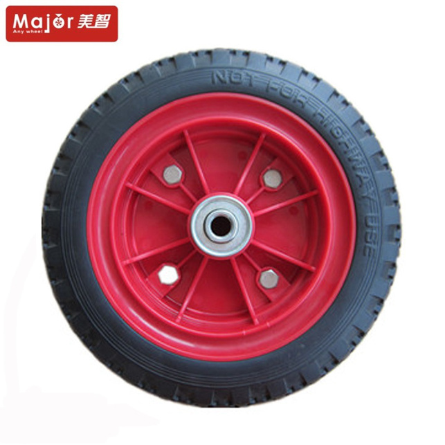 10 inch pu foam filled tire flat free soft rubber wheel new design for hand trolley