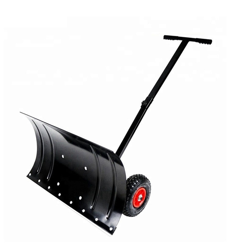 Adjustable Wheeled Heavy Duty Rolling Snow Plow Shovels Removal Tool Snow Pusher Garden Cleaning Cart