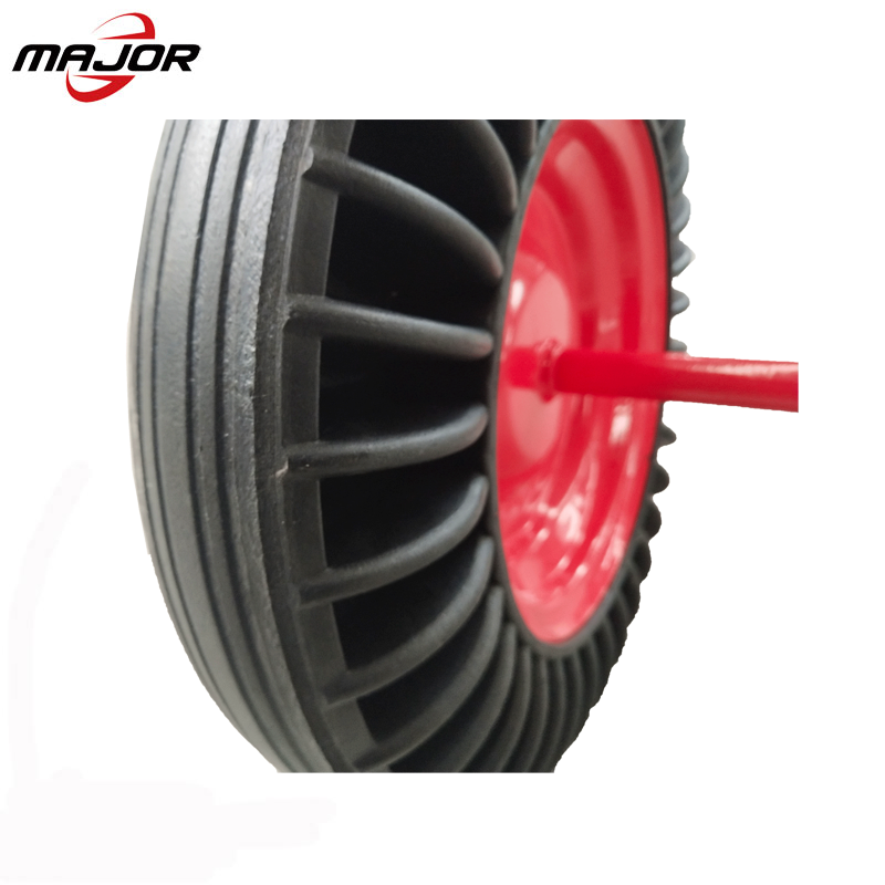 High quality 15 inch heavy duty solid rubber powder wheel wheelbarrow tires with long axle