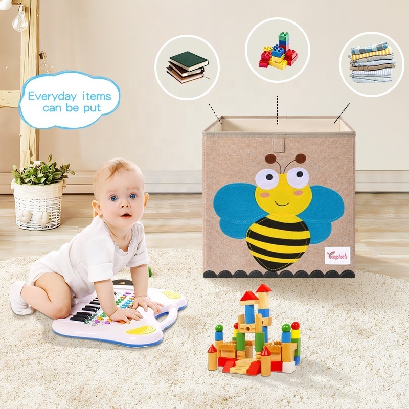 Custom Embroidery Pattern Children's Toy Storage Box Large Capacity Safety Materials Clothes Storage Containers