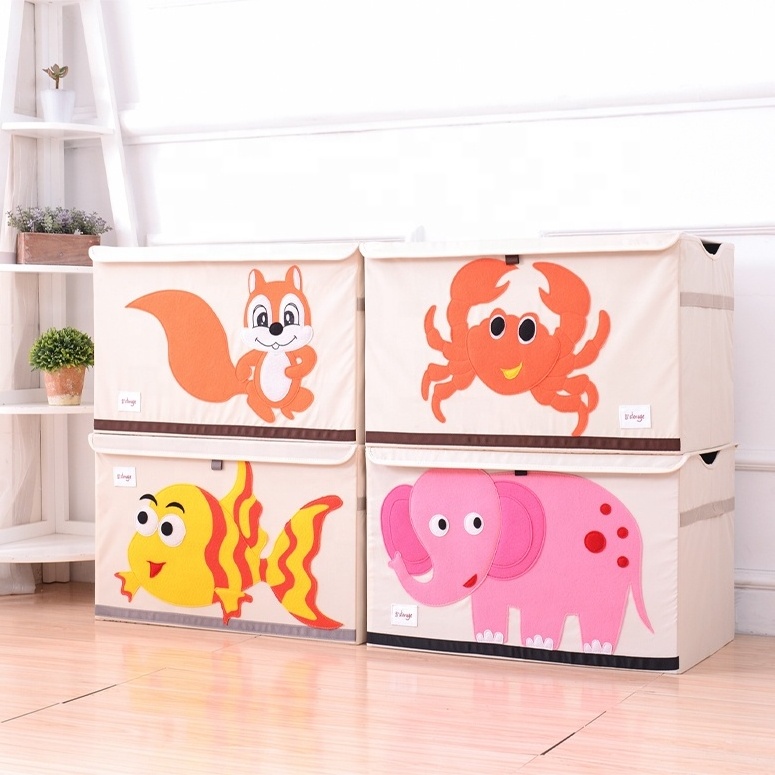 Customize Foldable Storage Box With Lid Storage Box Lid Novel Design Factory Price Cute Pattern Toys Organizer