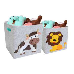 Baby Felt Foldable Storage Cube Bin - 11 Inch Nursery Cubby Storage Bin Cubes Closet Organizers and Storage Toy Bin