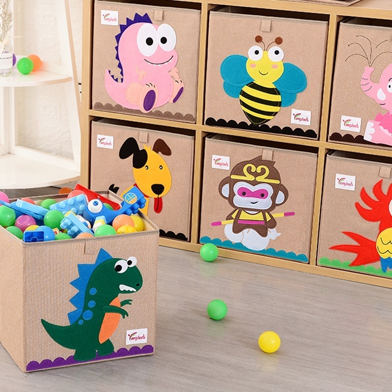 High Quality Child Cartoon Cube Organizer Storage Wardrobe clothes Organizer fabric Storage Box For Toy Storage