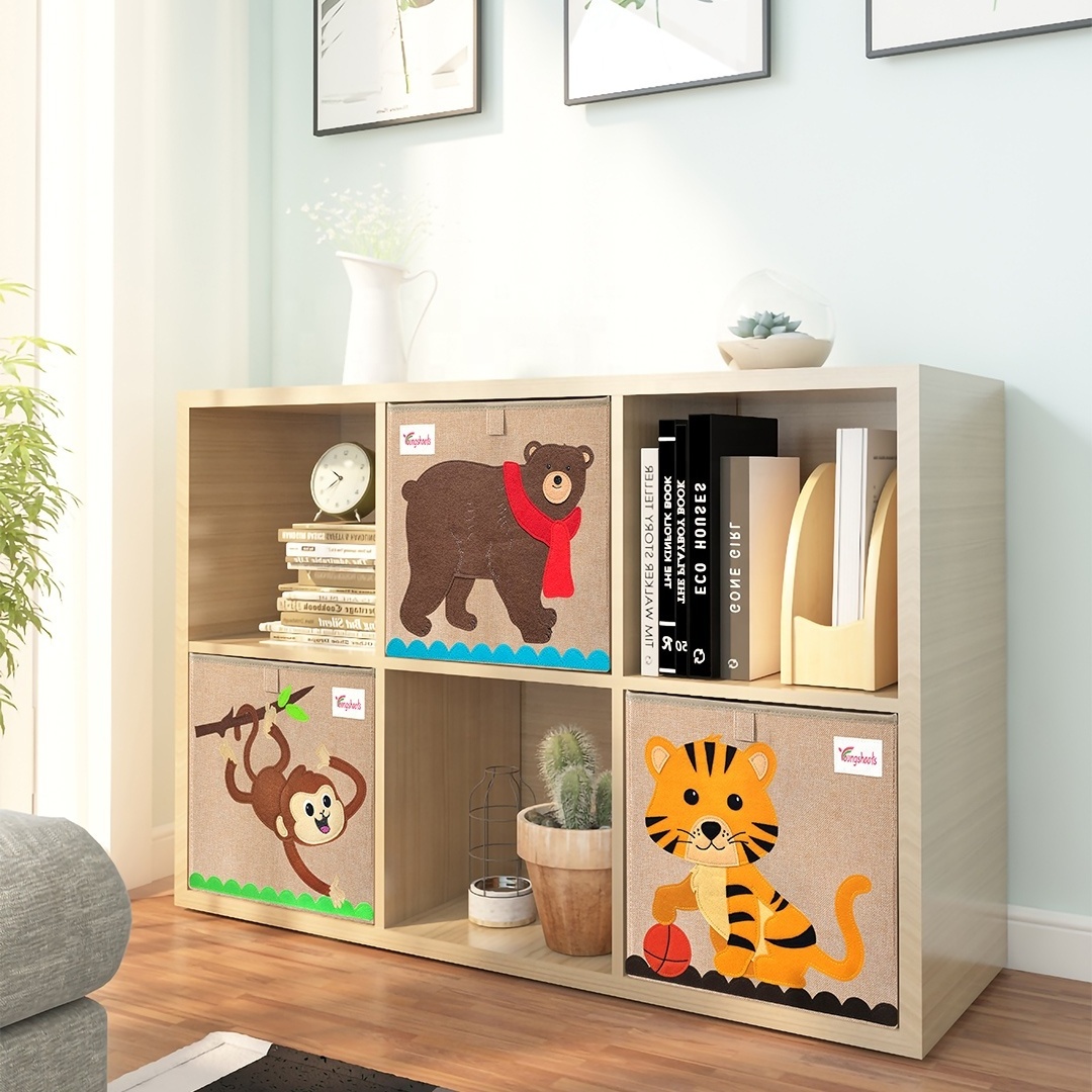 High Quality Child Cartoon Cube Organizer Storage Wardrobe clothes Organizer fabric Storage Box For Toy Storage