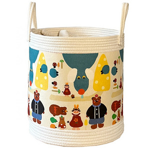 Extra Large Storage Basket Woven Cotton Rope Laundry Hamper for Kids Toys Shoes Spliced Cotton Rope laundry Basket