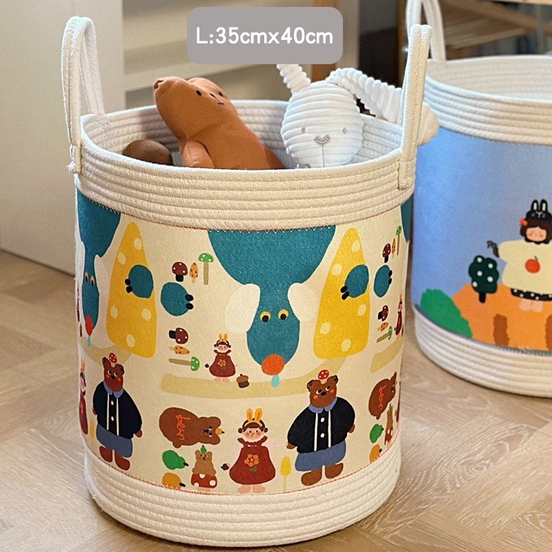 Extra Large Storage Basket Woven Cotton Rope Laundry Hamper for Kids Toys Shoes Spliced Cotton Rope laundry Basket