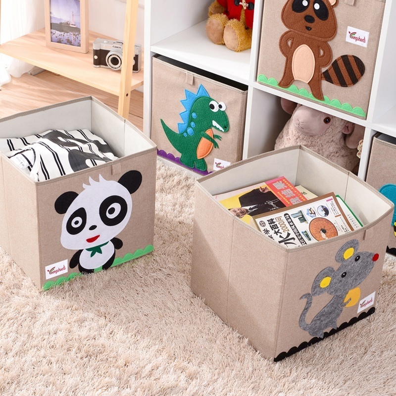 Custom Embroidery Pattern Children's Toy Storage Box Large Capacity Safety Materials Clothes Storage Containers