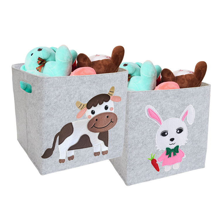 Baby Felt Foldable Storage Cube Bin - 11 Inch Nursery Cubby Storage Bin Cubes Closet Organizers and Storage Toy Bin