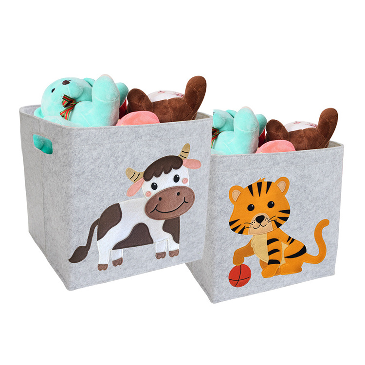 Baby Felt Foldable Storage Cube Bin - 11 Inch Nursery Cubby Storage Bin Cubes Closet Organizers and Storage Toy Bin