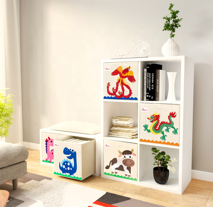 Cartoon Home Organizer Bins Cartoon Foldable Fabric Storage Boxes Collapsible Closet Organizer for Kids Storage Toys Storage