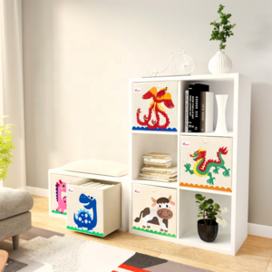 Cartoon Home Organizer Bins Cartoon Foldable Fabric Storage Boxes Collapsible Closet Organizer for Kids Storage Toys Storage