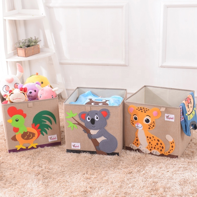 Large Cartoon Oxford Fabric Foldable Clothes Underwear Socks Storage Cute Kids Cube Toy Organizer Box Toys Storage Boxes